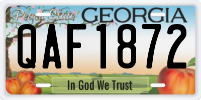 GA license plate QAF1872