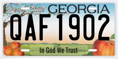 GA license plate QAF1902