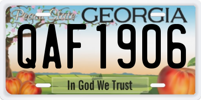 GA license plate QAF1906