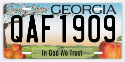 GA license plate QAF1909