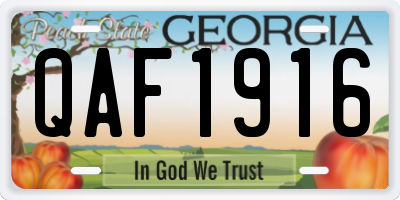 GA license plate QAF1916