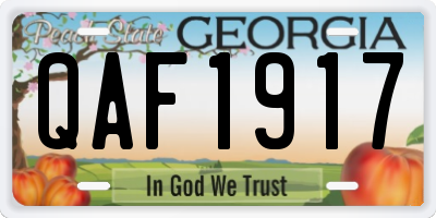 GA license plate QAF1917