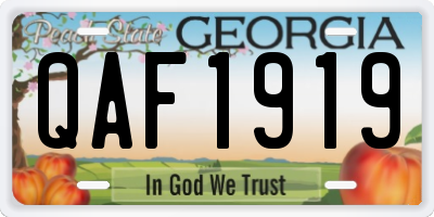 GA license plate QAF1919