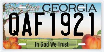 GA license plate QAF1921