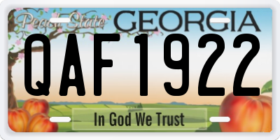 GA license plate QAF1922