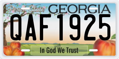GA license plate QAF1925