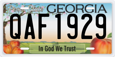 GA license plate QAF1929