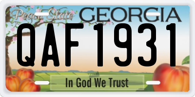 GA license plate QAF1931