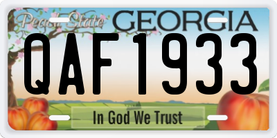 GA license plate QAF1933