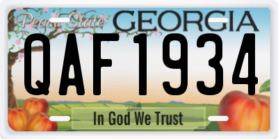 GA license plate QAF1934