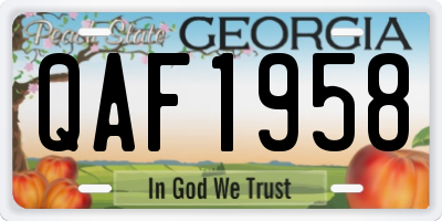 GA license plate QAF1958