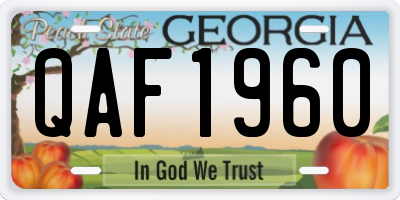 GA license plate QAF1960