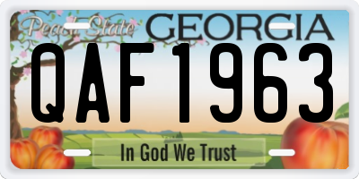 GA license plate QAF1963