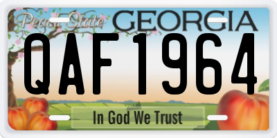 GA license plate QAF1964