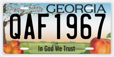 GA license plate QAF1967