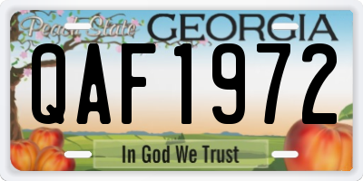 GA license plate QAF1972