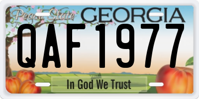 GA license plate QAF1977