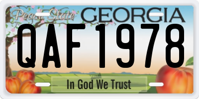 GA license plate QAF1978