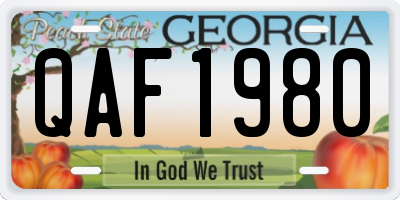 GA license plate QAF1980