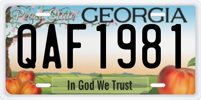 GA license plate QAF1981