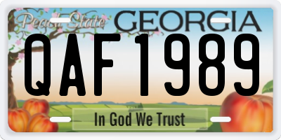 GA license plate QAF1989