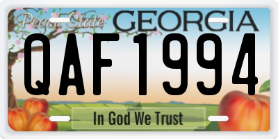 GA license plate QAF1994