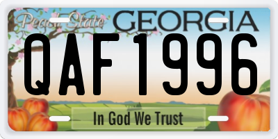 GA license plate QAF1996