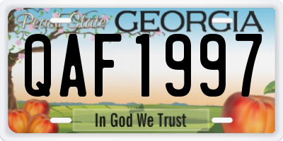 GA license plate QAF1997