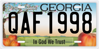 GA license plate QAF1998