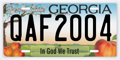 GA license plate QAF2004