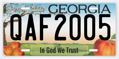 GA license plate QAF2005