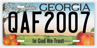 GA license plate QAF2007