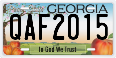 GA license plate QAF2015