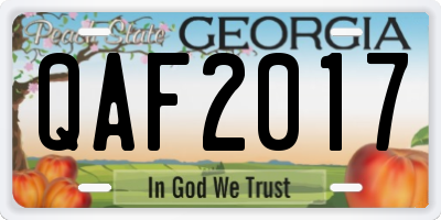 GA license plate QAF2017
