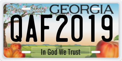 GA license plate QAF2019