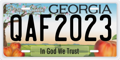 GA license plate QAF2023