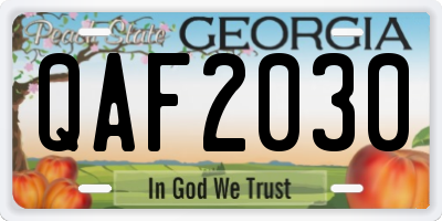 GA license plate QAF2030