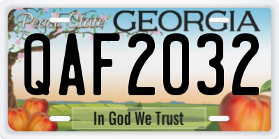 GA license plate QAF2032