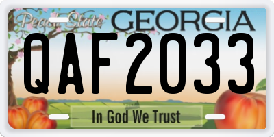GA license plate QAF2033