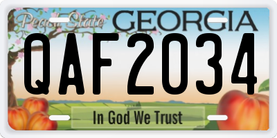 GA license plate QAF2034