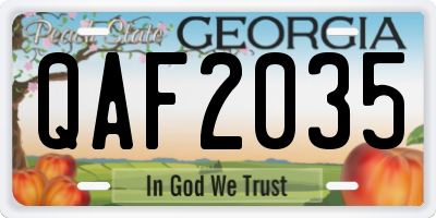 GA license plate QAF2035
