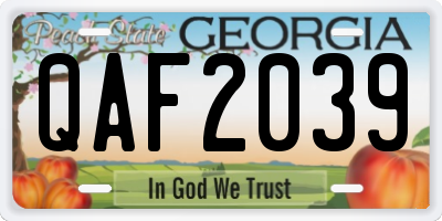 GA license plate QAF2039