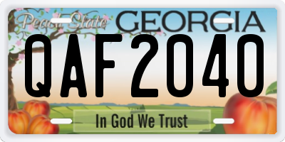 GA license plate QAF2040