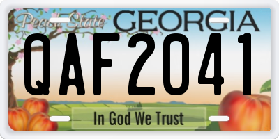 GA license plate QAF2041
