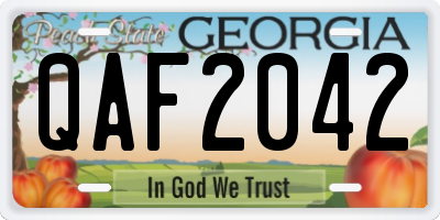 GA license plate QAF2042