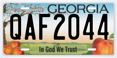GA license plate QAF2044