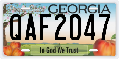 GA license plate QAF2047