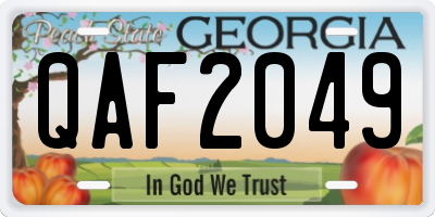 GA license plate QAF2049