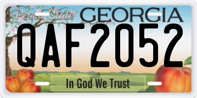 GA license plate QAF2052