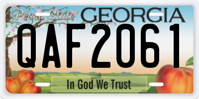 GA license plate QAF2061